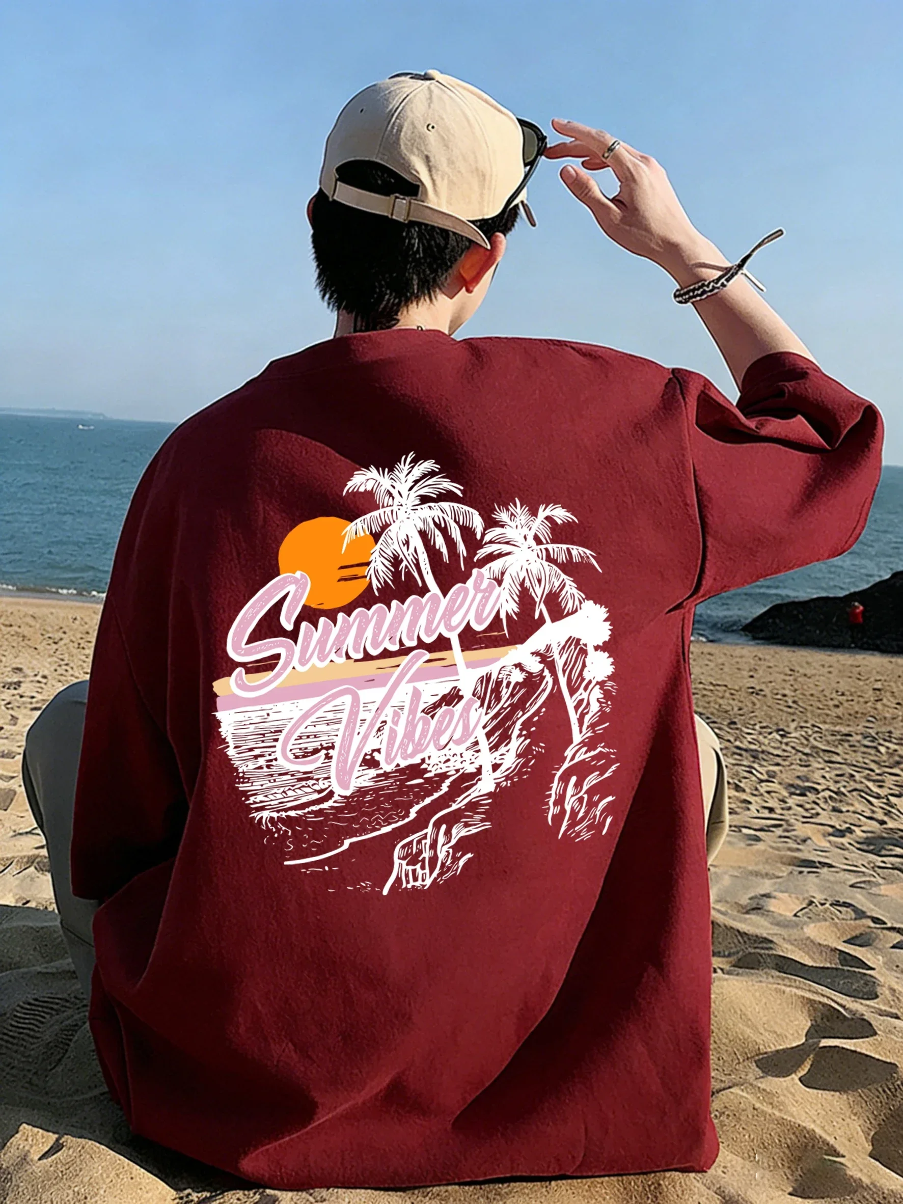 Summer Vibes Clothing Men - Summer Vibes Coconut Trees Sunset T-Shirts