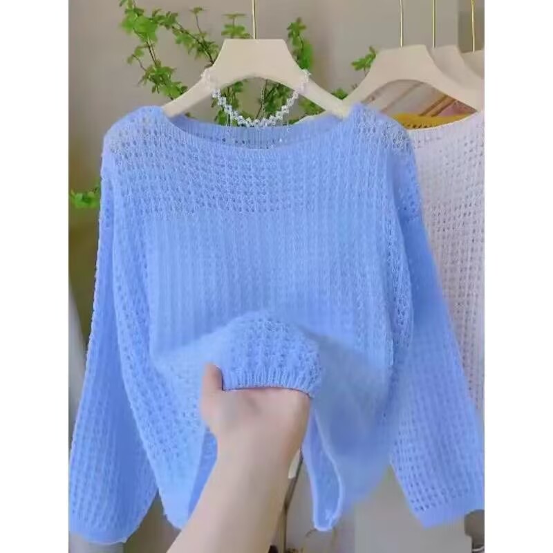 Summer Clothing Yarn - Ladies Loose Thin Knitted Long Sleeves