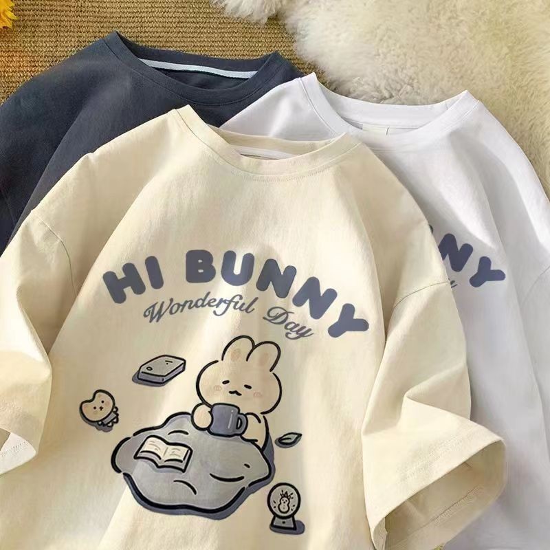 Summer Japanese Clothing - Summer Japanese Cute Tea-drinking Rabbit Printed