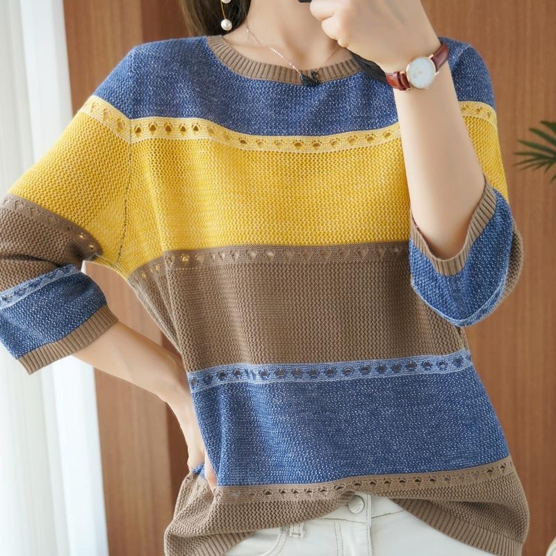 Summer Clothing Yarn - Women Sweater 3/4 Sleeve Korean Fashion
