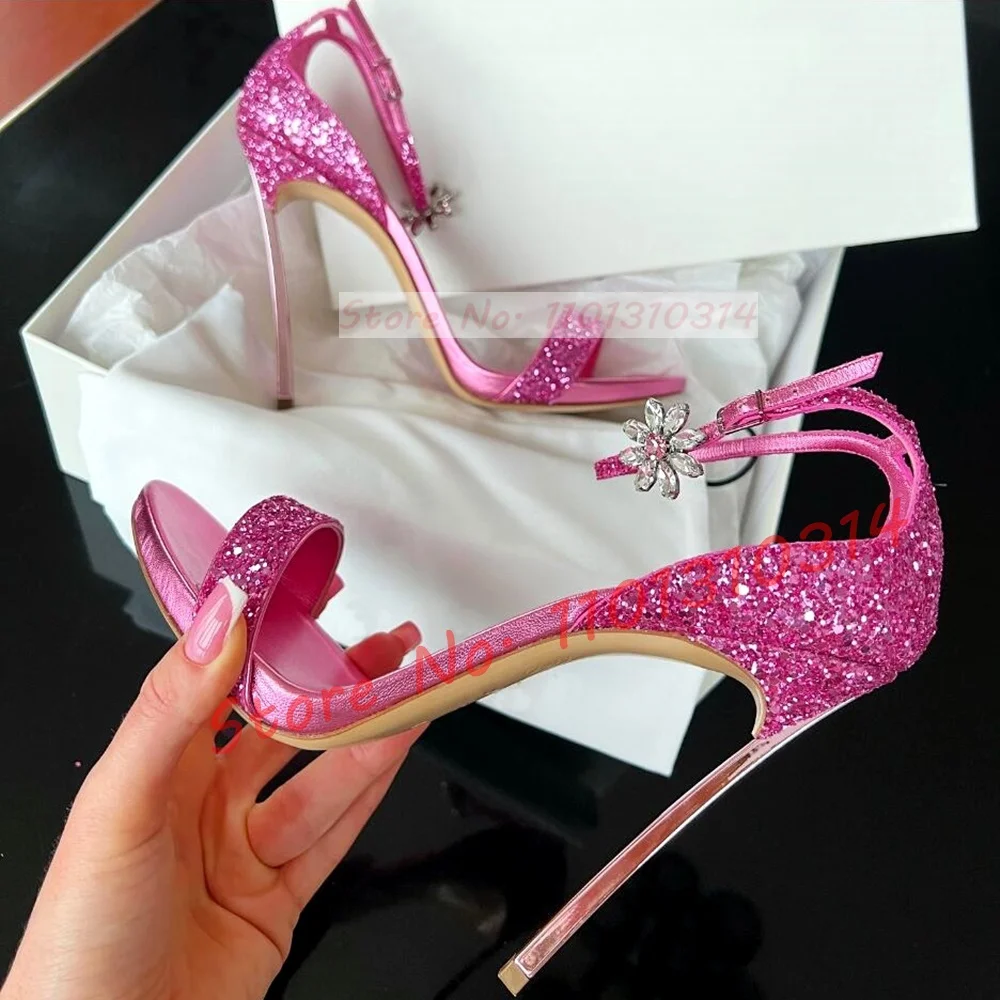 Summer Cloth - Luxury Glitter Pink Heels Sandals Women