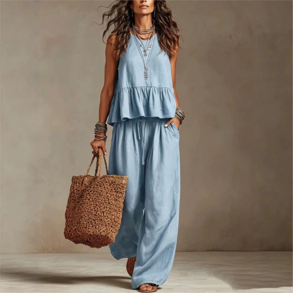 Summer Clothing Set For Girls - New Casual Sleeveless Women T-shirt Trousers