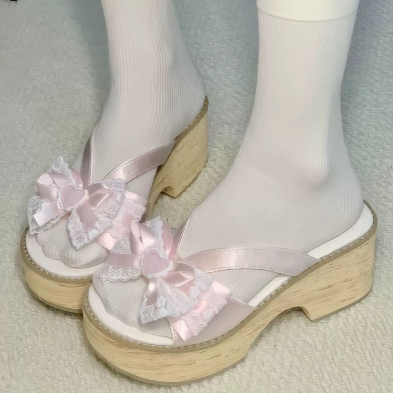 Summer Japanese Clothing - Sweet Bow Wood Grain Thick Bottom
