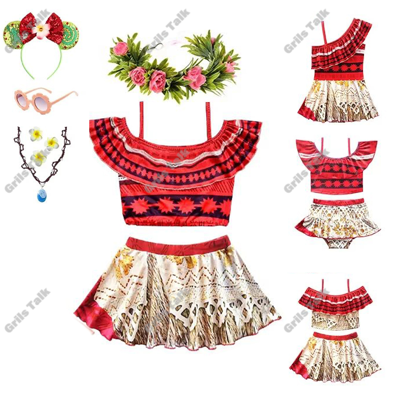 Summer Clothing Set For Girls - Summer Fairy Princess Moana Cosplay Swimwear