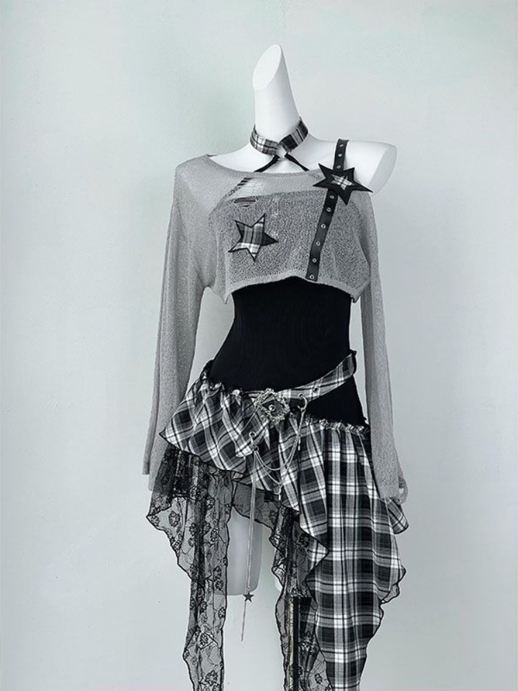 Summer Clothing Set For Girls - 2000s Y2K Spicy Girl Design Irregular