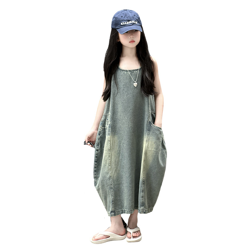 Summer Clothing Set For Girls - Vintage Blue Children Girls High Quality