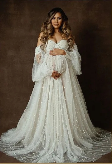 Summer Clothing Yarn - 2024New Maternity Photography Props Dress Dense
