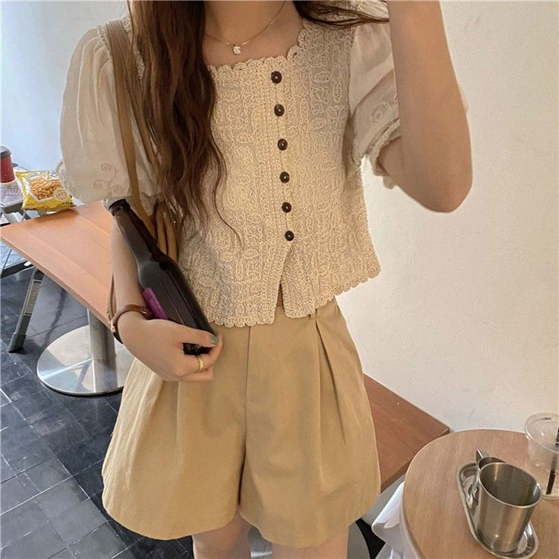 French Style Lace Square Colla - Summer Clothing In French ulasan dan harga