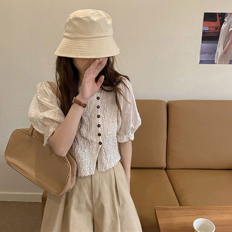 French Style Lace Square Colla - Summer Clothing In French ulasan dan harga