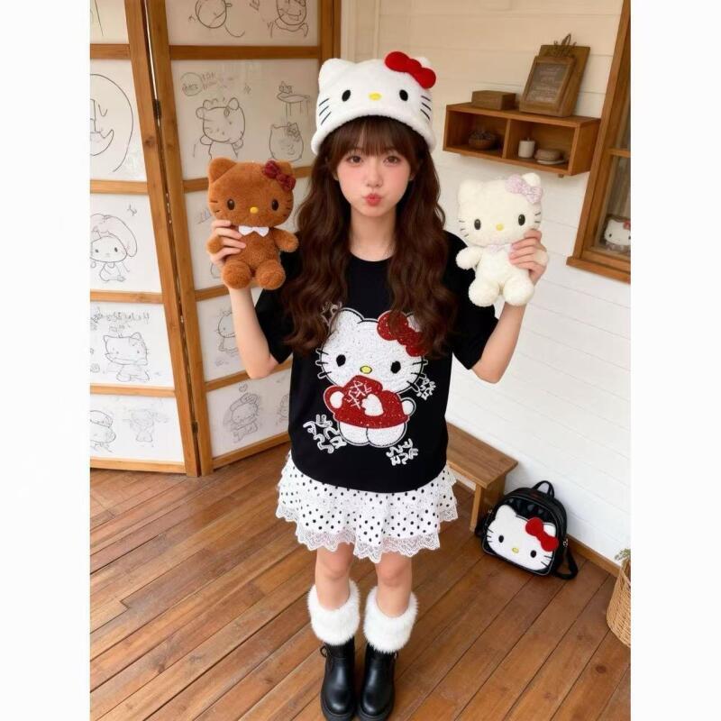 Cute Short-Sleeved Hello Kitty - Summer Cloth ulasan dan harga