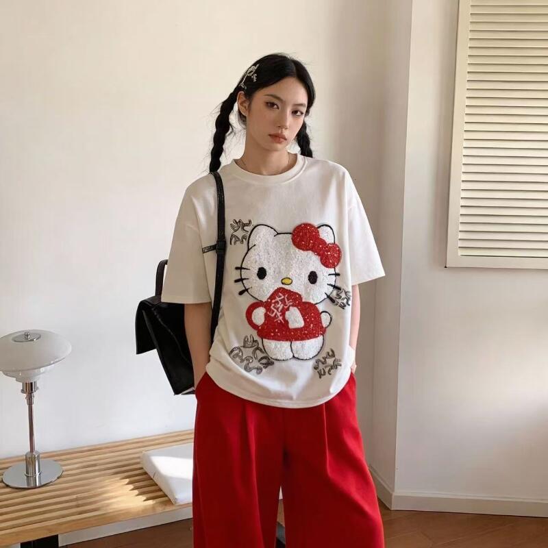 Cute Short-Sleeved Hello Kitty - Summer Cloth ulasan dan harga