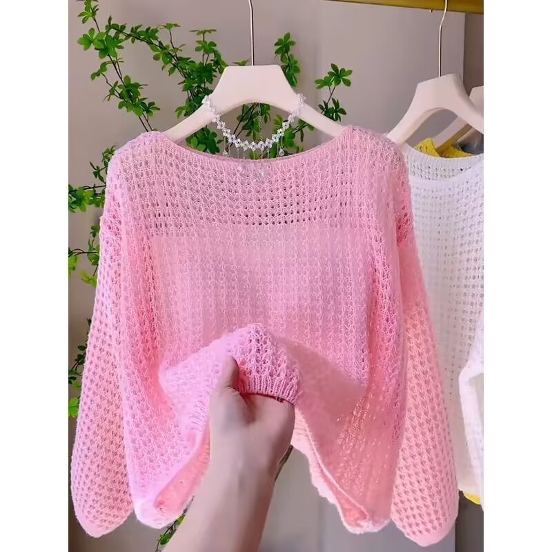 Ladies Loose Thin Knitted Long - Summer Clothing Yarn ulasan dan harga