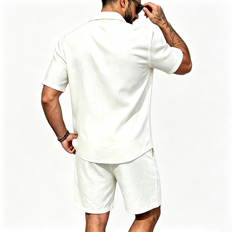 Men Linen Two Piece Outfit Sho - Summer Clothing Essentials ulasan dan harga
