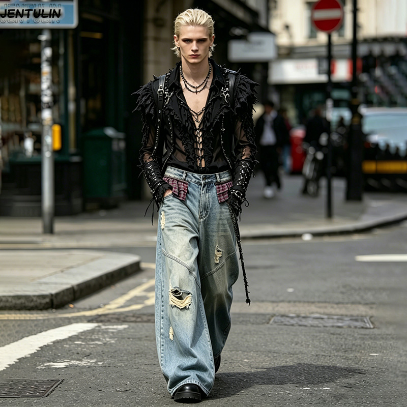 New Rivet Piercing Jeans Men's - Summer Vibes Clothing Men ulasan dan harga