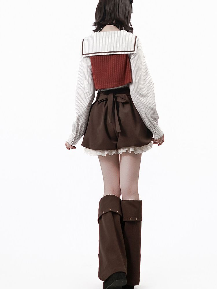 Harajuku Kawaii Red Stripe Sai - Summer Clothing Set For Girls ulasan dan harga