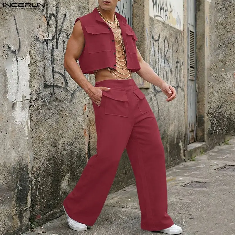INCERUN Men Sets Solid Sleevel - Summer Clothing Essentials ulasan dan harga