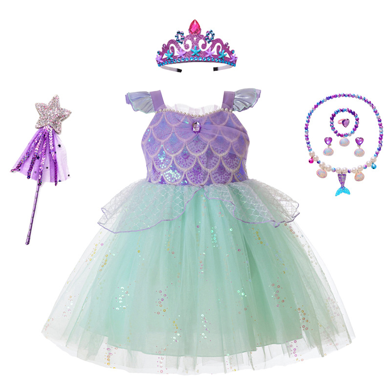 Girls Mermaid Tutu Dress Sequi - Summer Clothing Europe ulasan dan harga
