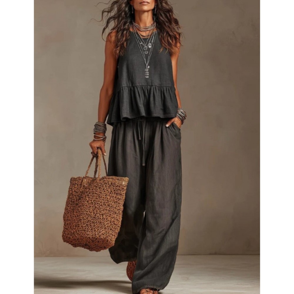 New Casual Sleeveless Women T- - Summer Clothing Set For Girls ulasan dan harga