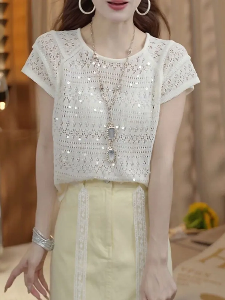 Sweet Trends Sequin Knitted Pu - Summer Clothing Yarn ulasan dan harga