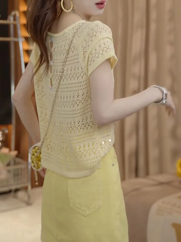 Sweet Trends Sequin Knitted Pu - Summer Clothing Yarn ulasan dan harga