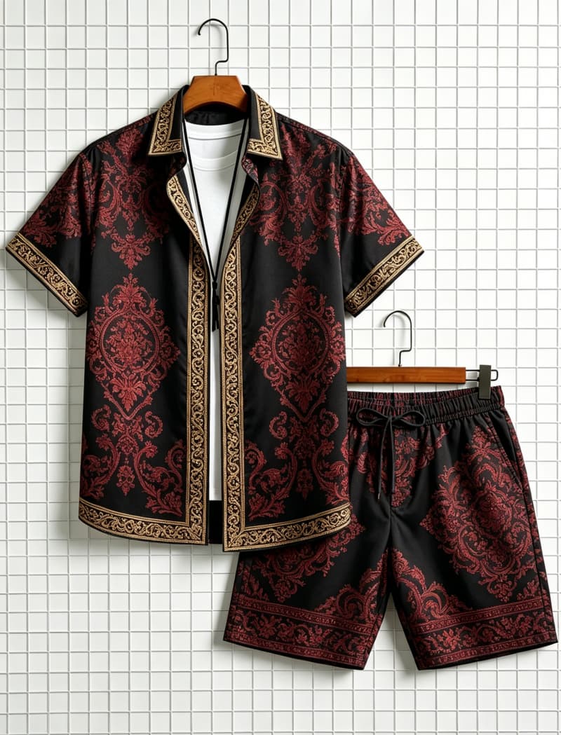 Men's ethnic border printed sh - Summer Clothing Essentials ulasan dan harga