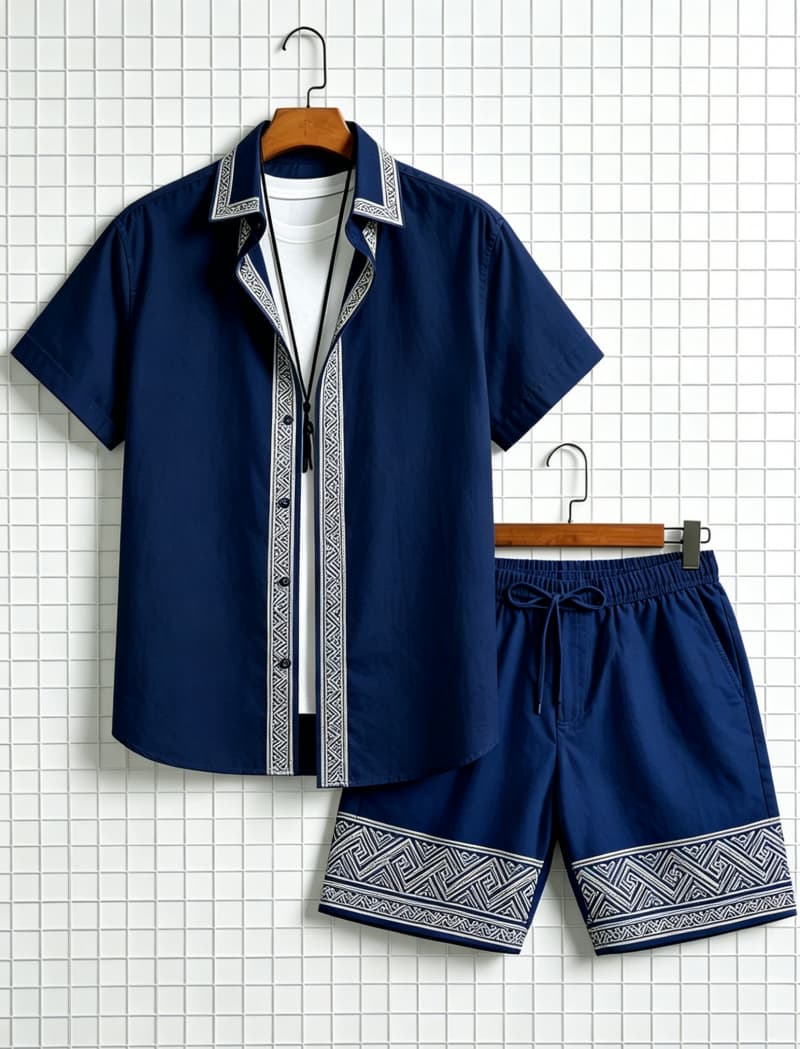 Men's ethnic border printed sh - Summer Clothing Essentials ulasan dan harga
