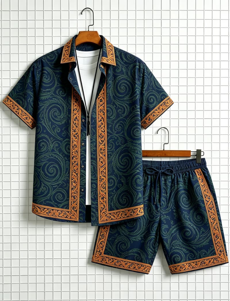 Men's ethnic border printed sh - Summer Clothing Essentials ulasan dan harga