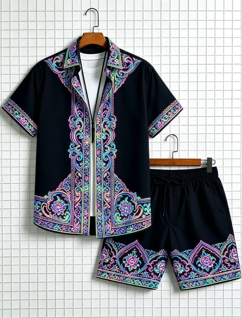 Men's ethnic border printed sh - Summer Clothing Essentials ulasan dan harga
